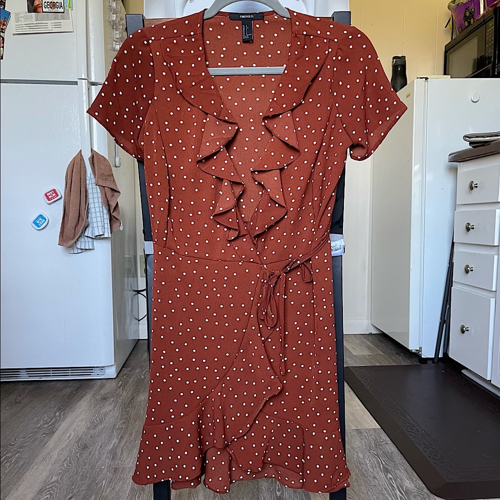 Forever 21 Polkadot Ruffle Wrap Dress